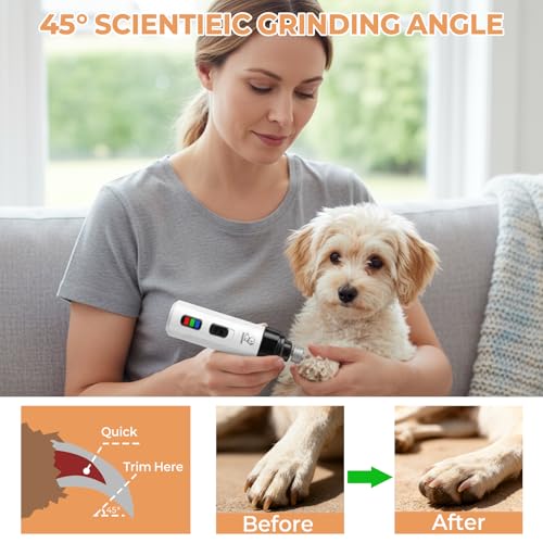 Pet Paw Trimmer and Nail Grinder for Dogs & Cats, 5-in-1 Rechargeable Detail Grooming Tool for Paw Pads, Face, Ears and Nail Smoothing, Low-Noise 3-Speed Design