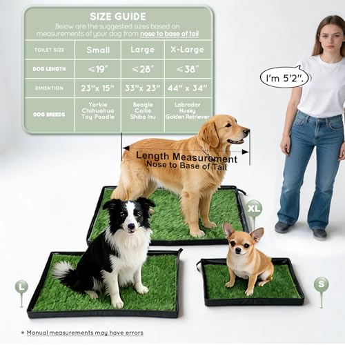 HQ4US 4LEGS Dog Grass Pad with Foldable Dog Litter Box,Small Liner Base for Balcony,Ultra-Absorbent Artificial Grass Pads for Dogs Pee Pad Holder, Potty Training, 2 PCS Reusable Pee Pads - size: Small for Dog< 19" Length