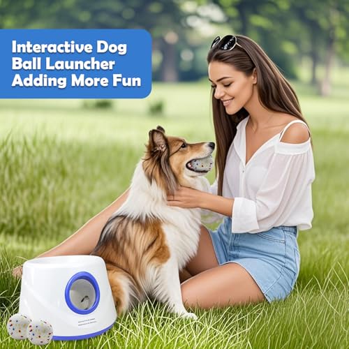 MEKAPLE Automatic Dog Ball Launcher, Upgraded Interactive Dogs Balls Thrower for Small Dogs, Distance Adjustable Mental Stimulating Dog Toys with 4 Durable Etpu Balls 2.2 Inch (Blue) - color: Blue
