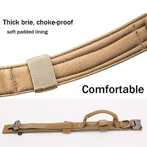 Tactical Dog Collar and Leash Set Adjustable Military Nylon Dog Collar with Control Handle and Heavy Duty Metal Buckle for Large Dogs (Brown S - color: Brown SET(collar+leash), size: Small (Pack of 1)