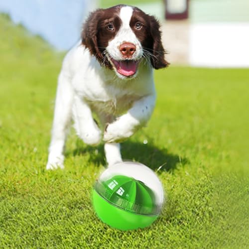 Dog Treat Ball, Dog Food Puzzle Slow Feeder Interactive Squeaky Mental Stimulation Toys, Dog& Cat Treat Dispenser Puzzle Toys Active Rolling Balls for Medium/Large Dog Breeds - color: Green