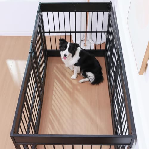 Dog Playpen, 35.4" Height Dog Pen Indoor, Heavy Duty, Safe and Sturdy, Furniture Style Puppy Pen - color: Black, style: 6 Panels (35.4" High)