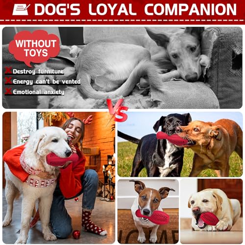 Treat Dispensing Puzzle Dog Toy - Interactive Chew Toys for Aggressive Chewers, Durable Rubber with Squeaker & Mental Stimulation for Large Medium Small Dogs Breeds