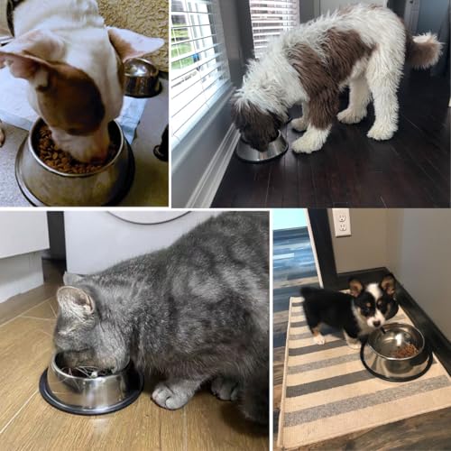1 Pcs Stainless Steel Dog Bowls, Non-Slip Rubber Base, Heavy Duty Food and Water Bowls for Small, Medium Dogs & Cats, Dishwasher Safe, Rust Resistant, Anti-Skid Pet Feeder