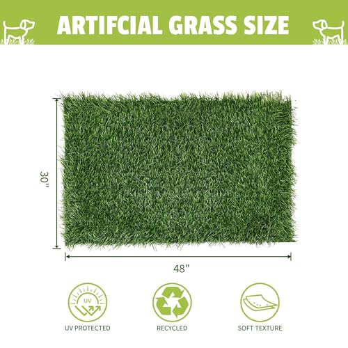 Grass Pad for Dogs, 48" x 30" Artificial Turf for Pets Potty Training, Fake Grass Mat with Drainage Holes, Easy to Clean, Large Turf Rug Outdoor Indoor Use - size: 48"L x 30"W