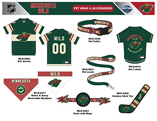 NHL Minnesota Wild Tee Shirt for Dogs & Cats, X-Small. - Are You A Hockey Fan? Let Your Pet Be An NHL Fan Too! - color: Minnesota Wild, size: X-Small