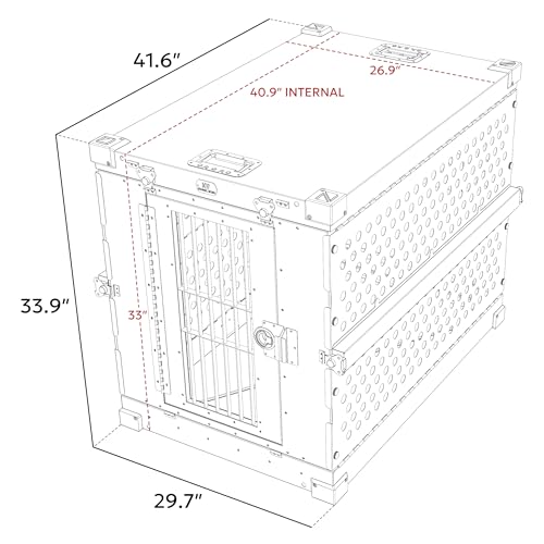 K9 Kennel Boss Aluminum Collapsible Dog Crate, Heavy Duty Folding Kennel - Large (Black) - color: Black, size: 41.6"L x 29.7"W x 33.9"H