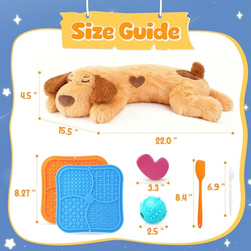 Heartbeat Puppy for Dogs, Lick Mats & Treat Ball– All-Round Calming Kit for Anxiety Relief, Sleep Aid & Behavior Training, Puppy Essentials to Keep Them Busy(4 Pcs)