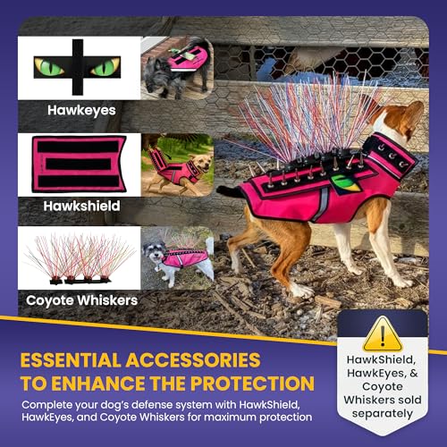 CoyoteVest SpikeVest Dog Harness | Stab-Resistant Protective Vest | Coyote Vest for Dogs | Defends Against Coyotes, Dogs, Birds of Prey | Reflective Safety, Made in USA (L-Neon Pink) - color: Neon Pink, size: Large