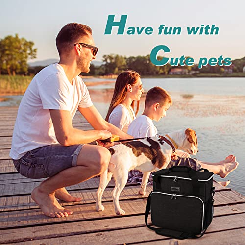 BAGLHER Dog Travel Bag, Pet Travel Bag (ALL Pet Travel Supplies), With 2 Pet Food Containers and 2 Collapsible Silicone Bowls; Essential Kits for Travel Black - color: Black, size: Medium
