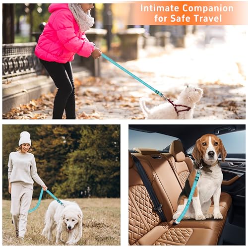 Seyezo 3-Piece Dog Car Harness Set - Retractable, Adjustable, Reflective Dog Seatbelt for Vehicle Headrests, Heavy Duty, High Elastics, Sky Blue - color: 02-2PCS Sky Blue