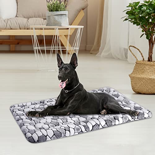VANKEAN Dog Crate Pad Bed Mat Reversible (Warm & Cool), Soft Pet Sleeping Mat Dog Bed for Crate Suitable for Small to XX-Large Dogs and Cats, Machine Washable Crate Beds, Grey Stone Pattern - size: XX-Large