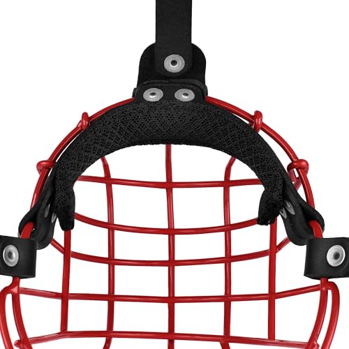 Pitbull Dog Muzzle Metal Mask Amstaff Secure Wire Basket Adjustable Durable Leather Straps for Large Dogs (Red) - color: Red