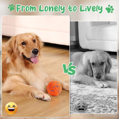 Smart Interactive Dog Toys,Vibrating Dog Ball,Pet Bounce Ball for Dogs (Small & Large),Chew-Proof Shell,Automatic Moving/Bouncing/Rotating, E-TPU Material,Ip68 Waterproof - color: Orange
