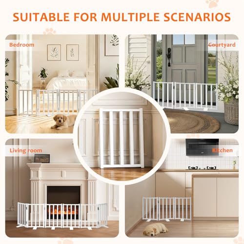 Snagle Paw Short Dog Gate,16.5" Tall Freestanding Metal Dog Gate Only for Small Dogs with Support Feet Easily Step Over,Up to 72" Wide Puppy Gate Indoor for Stairs,Doorways(White,6 Panel) - size: White-6 Panels 16.5"H*72"W