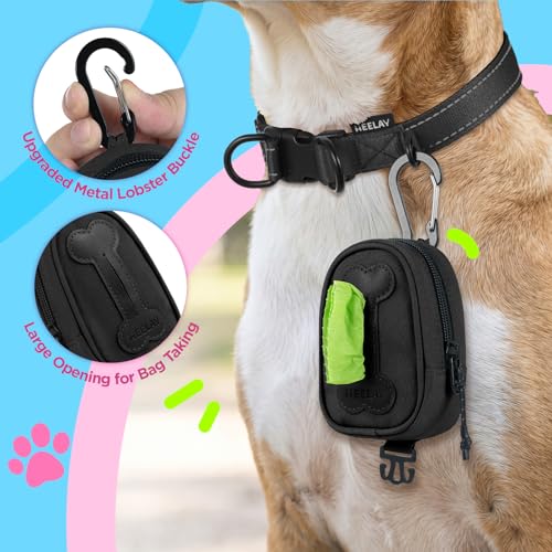 Dog Poop Bag Holder, Hands Free Cute Dog Poop Bag Dispenser for Leash with Big Opening Pet Waste Bag Holder Zippered Pouch with Carabiner Hook Waterproof Pet Poop Bag Holder Black - color: Black
