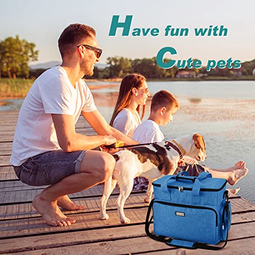 BAGLHER Dog Travel Bag, Pet Travel Bag (ALL Pet Travel Supplies), With 2 Pet Food Containers and 2 Collapsible Silicone Bowls; Essential Kits for Pet Travel Blue - color: Blue, size: Large