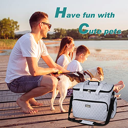 BAGLHER Dog Travel Bag, Pet Travel Bag (ALL Pet Travel Supplies), With 2 Pet Food Containers and 2 Collapsible Silicone Bowls; Essential Kits for Pet Travel DLwhite - color: DLwhite, size: Large