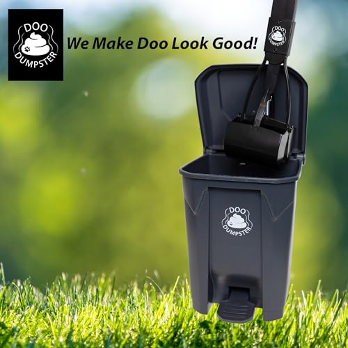 Doo Dumpster Set! (Fully Assembled) 5.2 GALLONS - The Biggest Outdoor Dog Poop Can On The Market. Odor Free, Dog Poop Can with Poop Scoop, Lid & Step Pedal, Outdoor Waste Can
