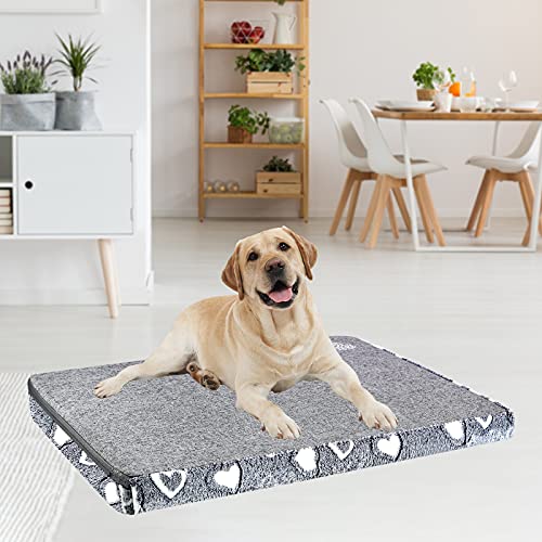VANKEAN Stylish Dog Bed for Crate - Reversible Cool & Warm, Waterproof Inner, Firm Support, Machine Washable, XXL to Small, Grey - size: XL(42 x 28 x 3")