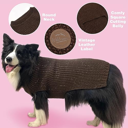 KYEESE Dog Sweater with Leash Hole Warm Pullover with Reflective Yarn for Small and Medium Dogs Male Soft Knit Pullover Boy Dog Coats Cozy Lightweight Thick Sweater,Khaki,Medium - color: 2# Khaki, size: M (24-30lbs)