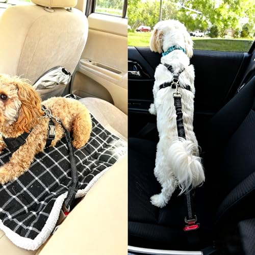 Dog Car Seat Belt Harness - Adjustable Mesh Breathable Safety Tether with Elastic Bungee for Small Medium Large Pets(S - size: S