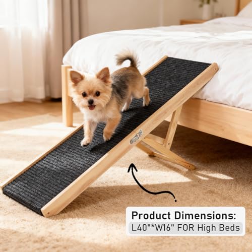 Foldable Dog Ramp for Bed and Couch - Adjustable Height with Leather Handle, Perfect for Small Dogs and Cats, Portable Pet Ramp for Easy Storage, 5 Adjustable Height, Portable 47.24'' Long - size: 120CM Long