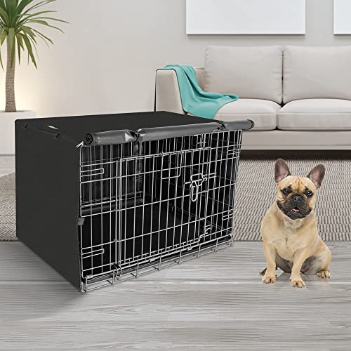 Seiyierr Dog Crate Cover, 30 Inch Dogs Kennel Covers for Medium and Large Puppy, Lightweight 600D Polyester Fabric,Machine Wash & Dry, Black - color: Black, size: 30 Inch