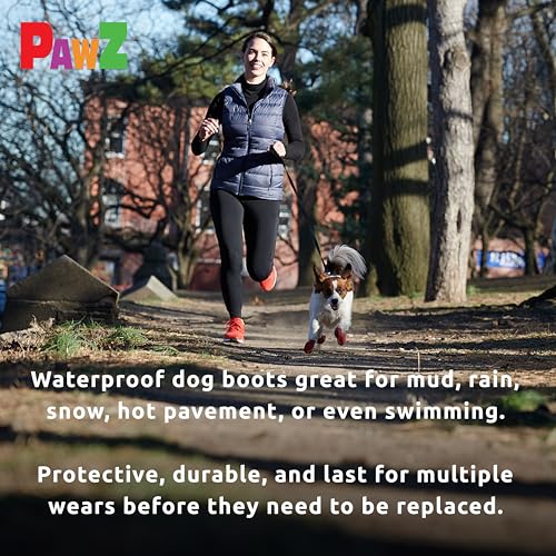 PawZ Rubber Dog Boots for Small Paws - All-Weather Waterproof Dog Shoes, Anti-Slip Traction for Rain, Snow, Mud & Hot Pavement - Pull-On Dog Booties, Black - Small (2"-2.5") - Pack of 24 - size: S