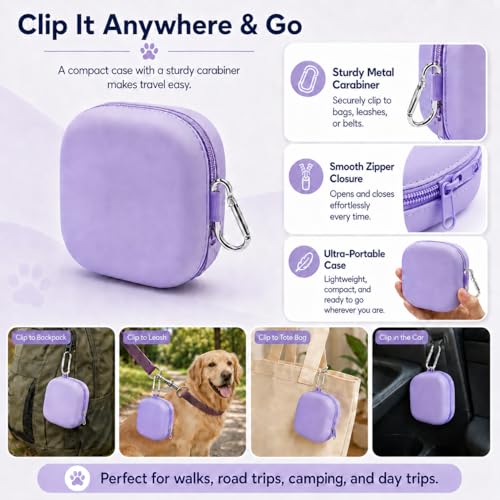 Portable Dog Bowl, Collapsible 2-in-1 Travel Dog Bowls with Carabiner Clip, Silicone Double Pet Food and Water Dish for Outdoor Camping and Hiking (Purple) - color: Purple