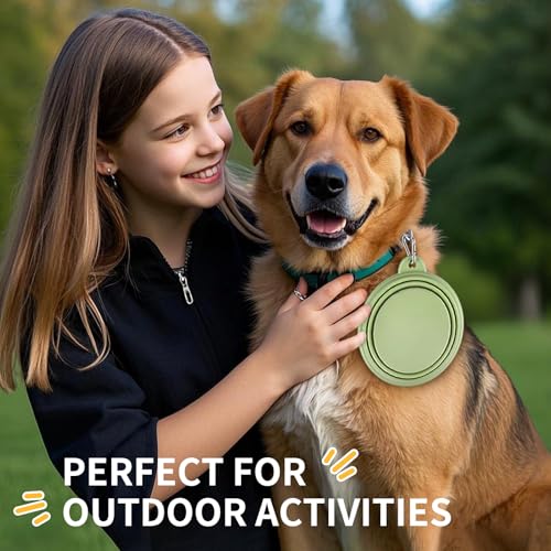 Collapsible Dog Bowls 2-Pack, Portable Travel Dog Bowl with Carabiner, Food-Grade Silicone Pet Bowl for Hiking, Walking (Macaron Blue and Green) - color: 12 OZ Macaron Blue and Green