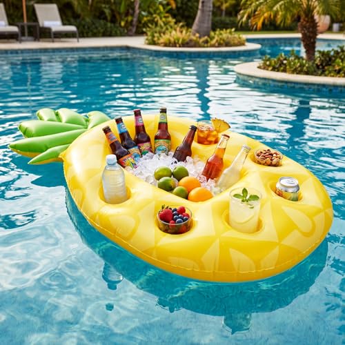 AceOrbit 6-in-1 Pineapple Dog Pool Float for Small Dogs Puppy, Inflatable Pet Float with Flying Disc, Balls & Towel, Cute Puppy Pool Raft for Water Play Party, 17.7'' x 29.5'', Supports up to 11 Lbs