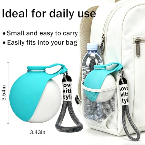 Leak Proof Portable Stainless Steel Dog Water Bottle, Flip-Top Silicone Bowl for Small Dog & Cat, Insulated Hot & Cold Retention, One-Hand Easy Use for Walking & Hiking, 10oz Blue(No Print) - color: Blue