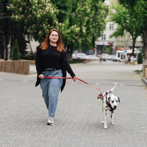 Dog Poop Bag Holder for Leash With Carabiner Clip, Dispenser Includes 15 Waste Bags Roll, Funny Silicone Holder