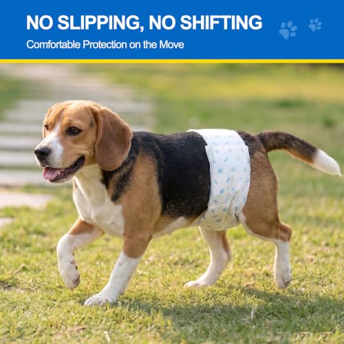 Wowflash 100 Count Male Dog Diapers Disposable, Leakproof Dog Wraps with Wetness Indicator, Breathable Quick-Dry, Secure Fit Doggy Belly Bands for Incontinence, Marking & House Training, Medium - size: Medium