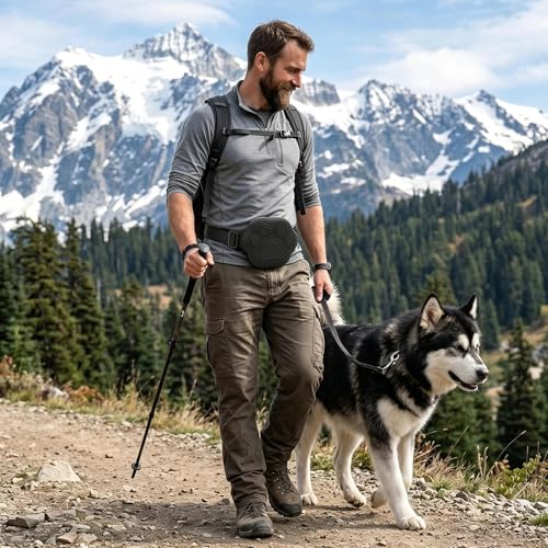 Dog Treat Pouch with Training Clicker and 2 Poop Bags, 1.8 Cup Small Sealable Zipper Silicone Fanny Pack with Waist Belt, Pet Puppy Training & Walking Essentials (Black) - color: Black