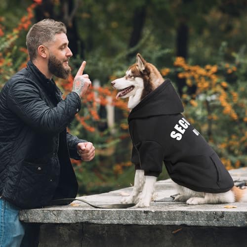Dog Sweaters for Large Dogs Security Hoodie Warm Cozy Brushed Fleece Interior Clothes Sweatshirt with Pocket Dog Hoodie for Large Dogs(XL) - size: X-Large