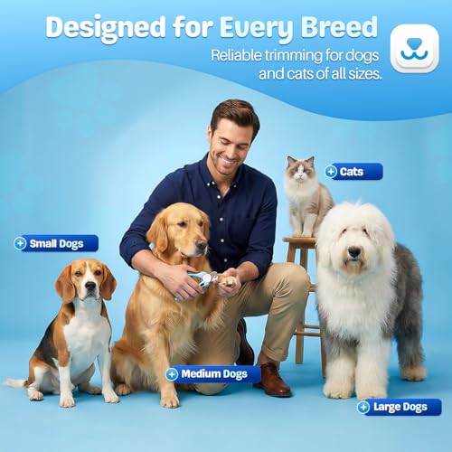 Flexzion Pet Nail Clippers for Dogs & Cats - Stainless Steel Blade Cat Nail Trimmer with Stored Nail File, Safety Guard, Easy Grip Handle - Dog Nail Clippers for Large Dogs, Medium Small Breeds, Blue - color: Blue