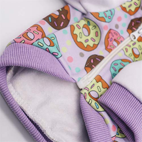 Purple Puppy Dog Hoodies for Small Medium Dogs, Christmas Hooded Sweatshirt with Pocket Pet Cat Hoody Clothes Sweaters Fleece Coat Dog Costume Winter - color: Purple Donut, size: Small
