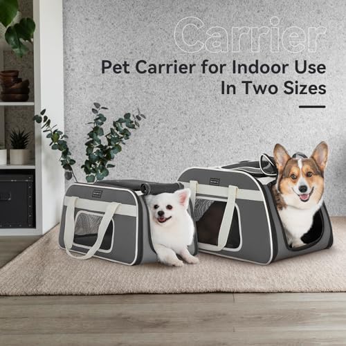 PETSFIT Airline Approved Cat Carrier with Wheels Designed for Small Dogs/Cats with Adjustable Safety Rope & Removable Wheels - color: Gray, size: 20.1"L x 12.2"W x 14.2"H