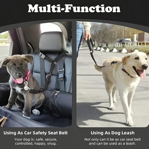 Dog Car Seat Belt Tether Adjustable Quick Release Buckle with Metal Clip, Secure Pet Seatbelt for Car SUV Travel, Black - color: Black