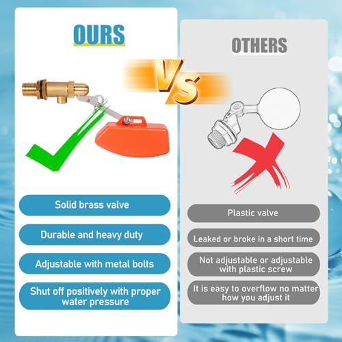 Brass Float Valve 1/2 Inch, Livestock Water Tank Float Valve Switch Brass Float Ball Valve Shut Off Pool Auto Fill Valve for Automatic Waterer - style: 1/2" Orange