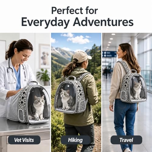 Expandable Cat Carrier Backpack for Cats & Dogs, Bubble Window Pet Travel Backpack with Breathable Mesh, Anti-Collapse Structure, Side Door, for Vet Visits, Hiking, Black and White Animal - color: Black and White Animal