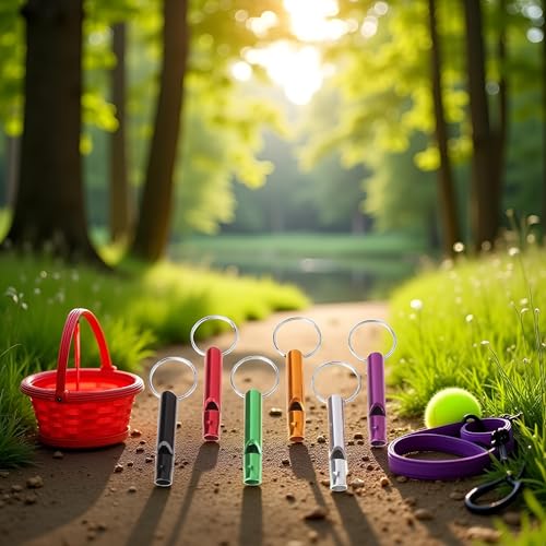 6 Pcs Colorful Metal Ultrasonic Dog Training Whistles, Dog Whistles That Makes Dogs Stop Barking, Dog Whistles That Makes Dogs Come to You, Professional Recall Dog Training Whistles, Pet Dog Whistles