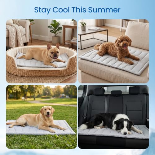 Cooling Mat for Large Dogs, Thick & Reversible Dog Cooling Pad | Breathable Cool Fabric, Durable & Washable Pet Cooling Mat for Crate, Kennel, Floor, Car Seat, Indoor & Outdoor Use in Summer - size: X-Large(48" x 28")