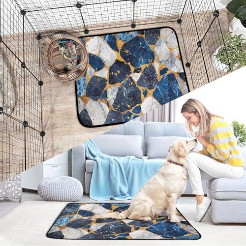 Qilmy Blue Marble Pet Mat, Waterproof Reusable Dog Training Pad Anti-Slip Pet Creat Pad for Small Medium Large Dogs and Cats - size: Medium+Large