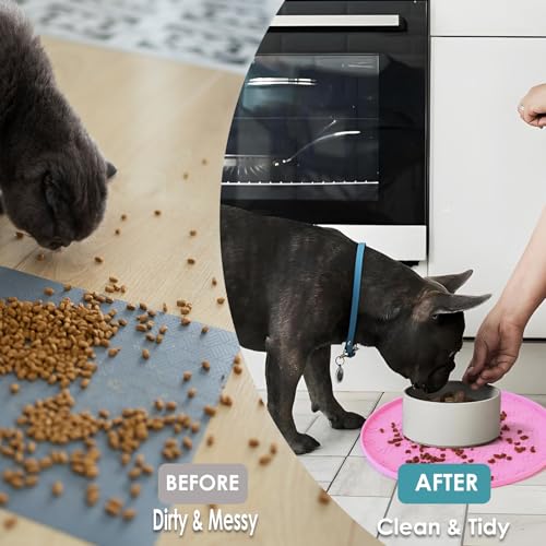 Dog Food Mat - Waterproof Dog Bowl Mat for Food and Water, Pet Food Placements with Edges, Nonslip Cat Feeding Mat for Protecting Floors (1Pack Pink) - color: 1Pack Pink