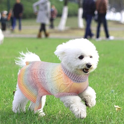 QBLEEV Girls' Small Dog Sweaters - Soft, Warm Winter & Fall Pullover Sweaters with Turtleneck & Vest Options for Female Puppies & Dogs - XS - color: Gradient Pink, size: X-Small