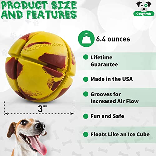 Goughnuts – Virtually Indestructible Ball - Guaranteed Dog Chew Toys for Aggressive Chewers Like Pit Bulls, German Shepherds, and Labs from 30-70 Pounds - Tough and Durable Natural Rubber - Yellow - color: Yellow Ball