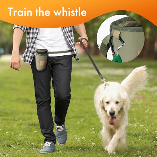 Portable Dog Treat Pouch for Training - Outdoor Waist Pack with Medium-Stiff Polyester, Leash Clip & Zippered Pocket for Pet Treats/Rewards (Grey)